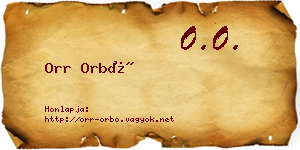 Orr Orbó névjegykártya